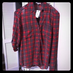 Express red and black portofino dress shirt